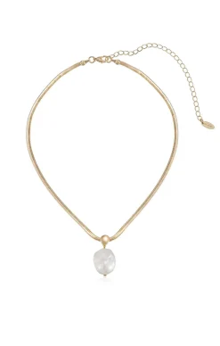 Show Me Your Mumu Ettika Baroque Pearl Pendant Snake Chain Necklace