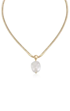 Show Me Your Mumu Ettika Baroque Pearl Pendant Snake Chain Necklace