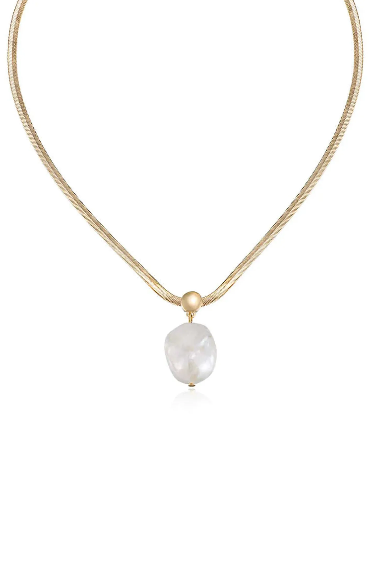 Show Me Your Mumu Ettika Baroque Pearl Pendant Snake Chain Necklace