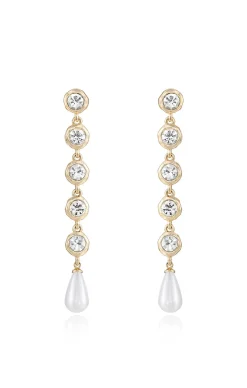 Show Me Your Mumu Ettika Elegantly Modern Crystal and Pearl Dangle Earrings