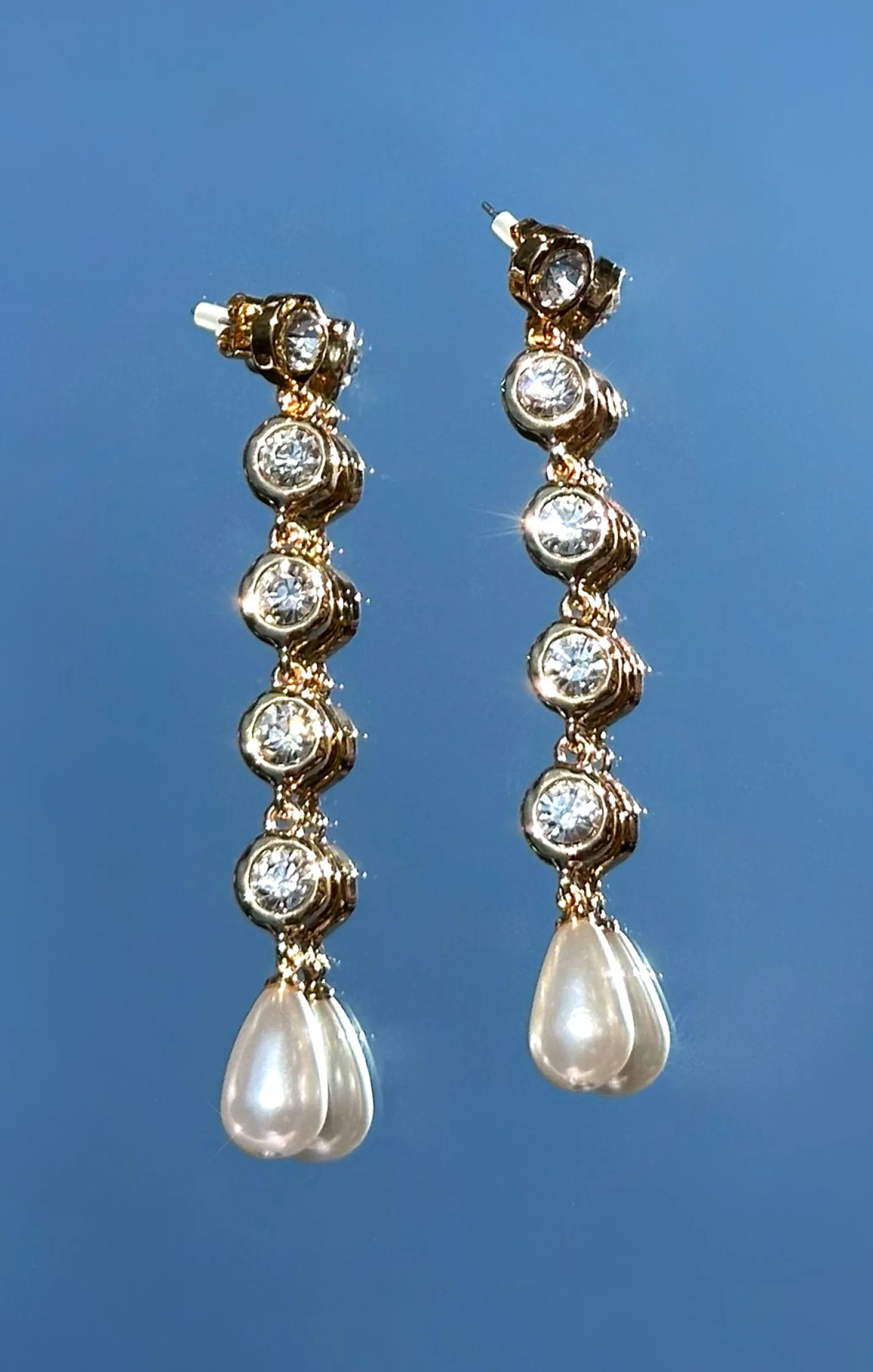 Show Me Your Mumu Ettika Elegantly Modern Crystal and Pearl Dangle Earrings