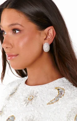 Show Me Your Mumu Oval Rhinestone Clip On Earrings
