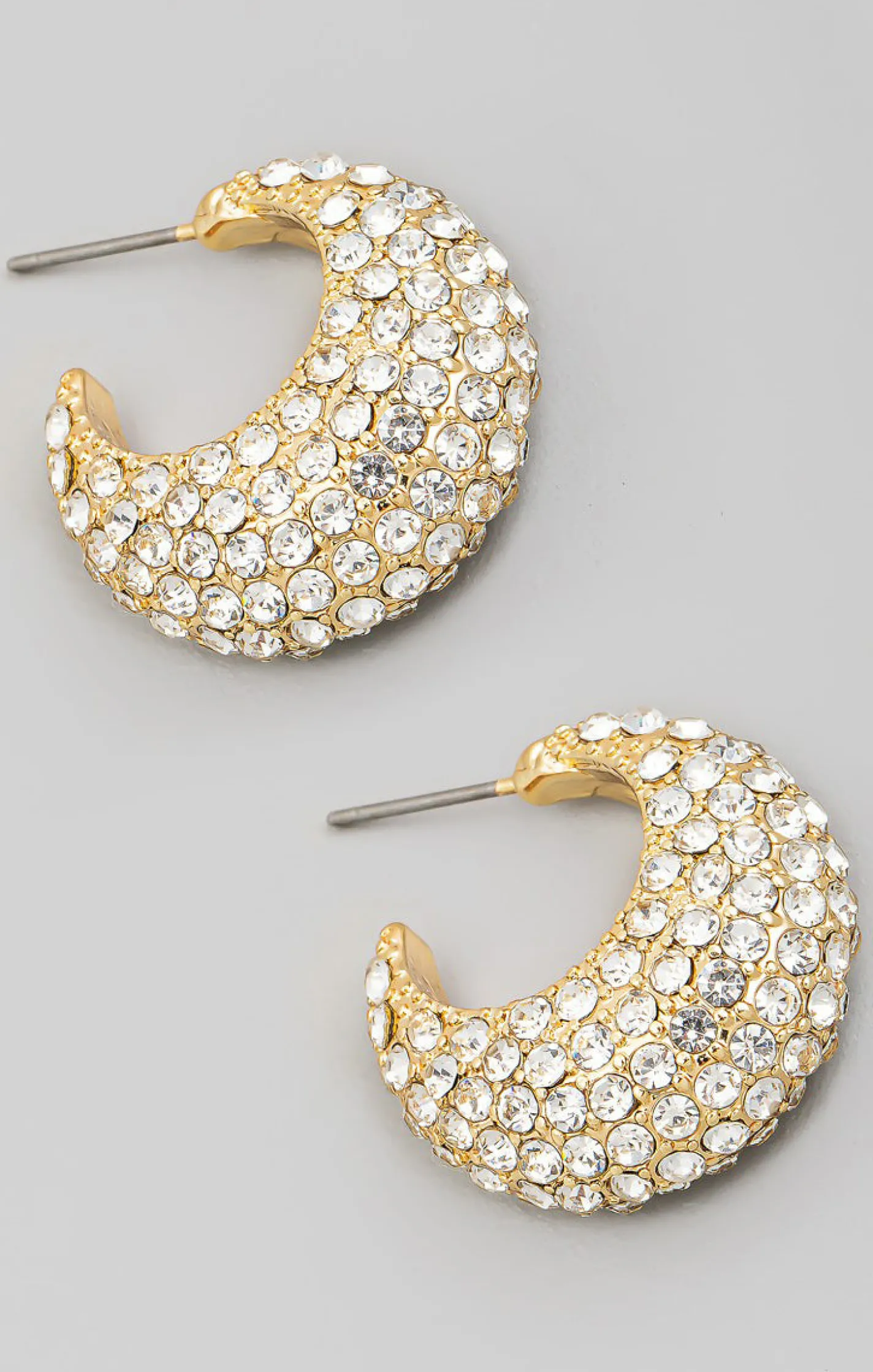 Show Me Your Mumu Pave Rhinestone Puff Hoop Earrings